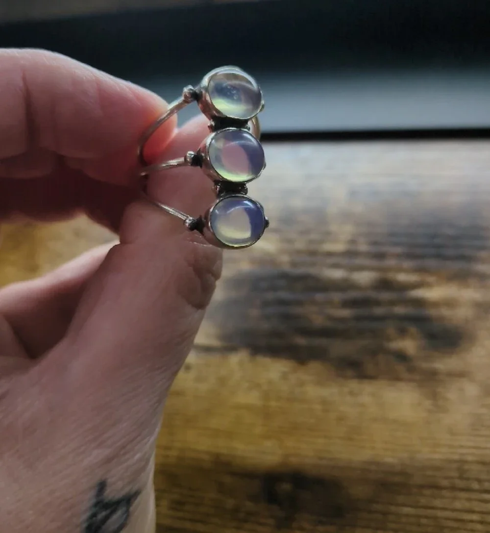 Triple Opal Sterling Ring - Opalescent